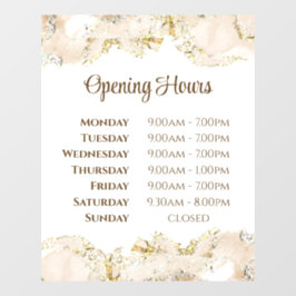 Beige Marmorgestaltung Öffnungszeiten Fensterheber Fensteraufkleber