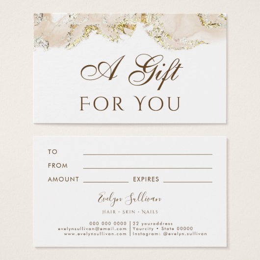 Beige Marmorkarte (Vorne & Hinten)