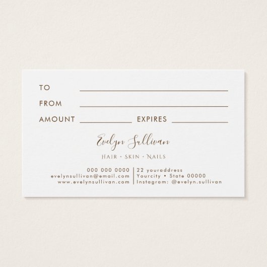 Beige Marmorkarte (Rückseite)