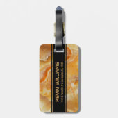 Beige Marmorstone Print Mit Monogramm Gepäckanhänger (Rückseite vertikal)