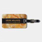 Beige Marmorstone Print Mit Monogramm Gepäckanhänger (Rückseite horizontal)