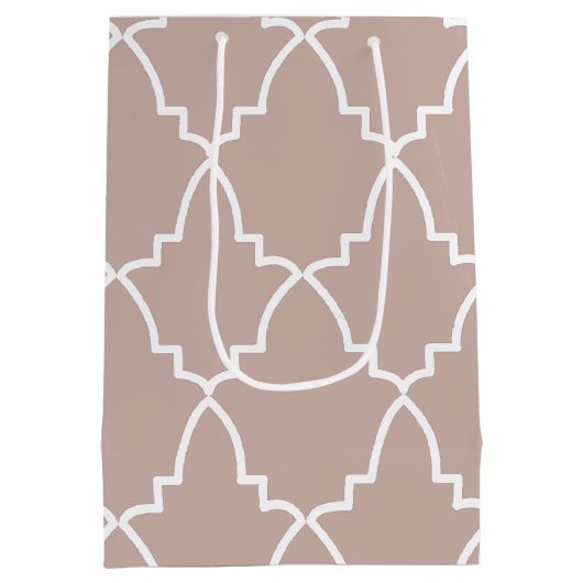 Beige marokkanische Gittermuster Mittlere Geschenktüte (Rückseite)