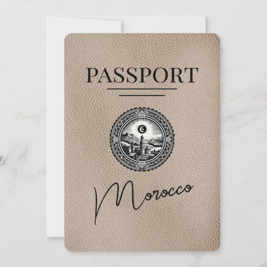 Beige Marokko Pass Save the Date (Vorderseite)