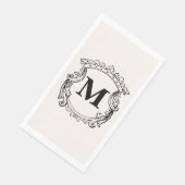 Beige Maßgeschneidertes Monogramm-Wappen Serviette (Ecke)