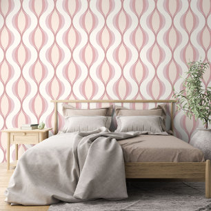 Beige Mauve Blush Pink Elfenbein Ogee Wave Muster Tapete