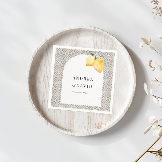 Beige mediterrane italienische Tile Lemon Wedding Serviette