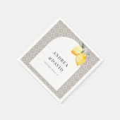 Beige mediterrane italienische Tile Lemon Wedding Serviette (Ecke)