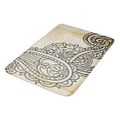 Beige Mehndi Motif Bath Mat Badematte (Schrägansicht)