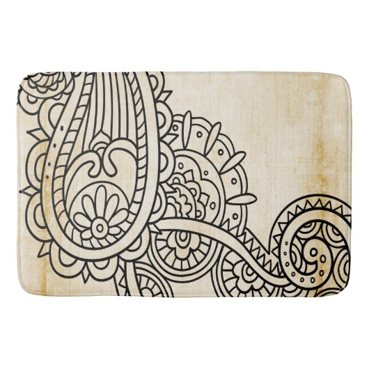 Beige Mehndi Motif Bath Mat Badematte (Vorderseite)