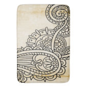 Beige Mehndi Motif Bath Mat Badematte (Vorderseite Vertikal)