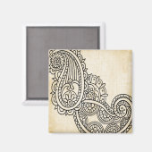 Beige Mehndi Motif Magnet (Vorderseite/Rückseite)