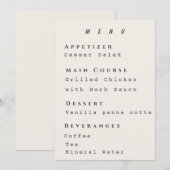 Beige Menu Template Modern Simple Wedding Menükarte (Vorne/Hinten)
