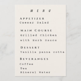 Beige Menu Template Modern Simple Wedding Menükarte