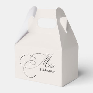 Beige Merci Beaucoup Elegant Kalligraphie Vielen D Geschenkschachtel
