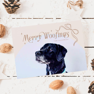 Beige Merry Woofmas Hund Weihnachtskarte Feiertagskarte