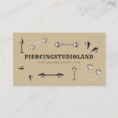 Beige Metal Juwelier Artist Body Piercing Visitenkarte (Vorderseite)