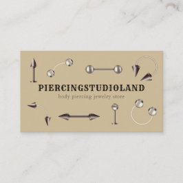 Beige Metal Juwelier Artist Body Piercing Visitenkarte