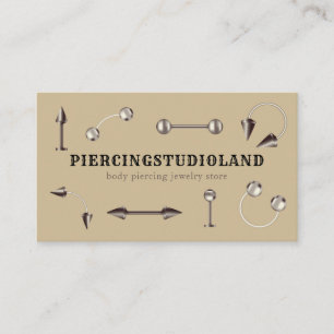 Beige Metal Juwelier Artist Body Piercing Visitenkarte