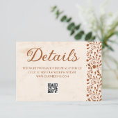Beige Mexican Wedding Details QR code Begleitkarte (Stehend Vorderseite)