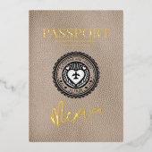 Beige Mexico Passport Wedding Folieneinladung (Vorderseite)