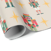 Beige Midcentury Retro Nutcracker Christmas Geschenkpapier (Rolleneckpunkt)
