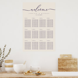 Beige Midnight Purple Willkommens Minimalist Seati Poster