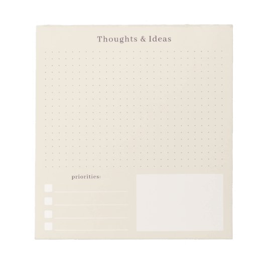 Beige minimal and simple Thoughts & Ideas Notizblock (Vorderseite)