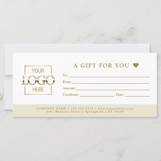 Beige Minimal Business Gift Certificate Template (Vorderseite)
