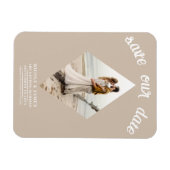 Beige Minimal Diamond Foto Hochzeit speichern das  Magnet (Horizontal)