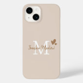 Beige Minimal Modern Initial Monogram Name Case-Mate iPhone Hülle (Rückseite)