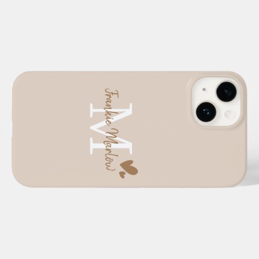 Beige Minimal Modern Initial Monogram Name Case-Mate iPhone Hülle (Rückseite (Horizontal))