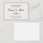 Beige minimal modern réception wedding invitation begleitkarte (Vorne/Hinten)