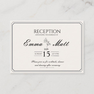Beige minimal modern réception wedding invitation begleitkarte