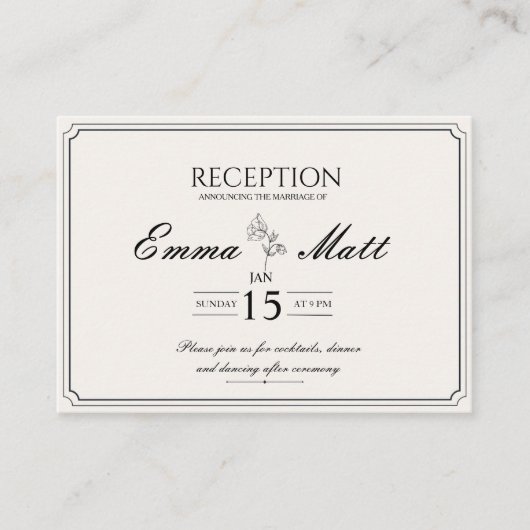 Beige minimal modern réception wedding invitation begleitkarte (Vorderseite)