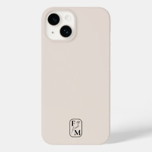 Beige Minimal Moderne anfängliche botanische Monog Case-Mate iPhone 14 Hülle