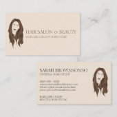Beige Minimal Moderne Friseursalon Visitenkarte (Vorne/Hinten)