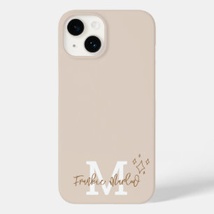 Beige Minimal Moderner Name des ersten Monogramms Case-Mate iPhone 14 Hülle