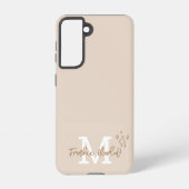 Beige Minimal Moderner Name des ersten Monogramms Samsung Galaxy Hülle (Rückseite)