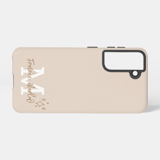 Beige Minimal Moderner Name des ersten Monogramms Samsung Galaxy Hülle (Rückseite (Horizontal))