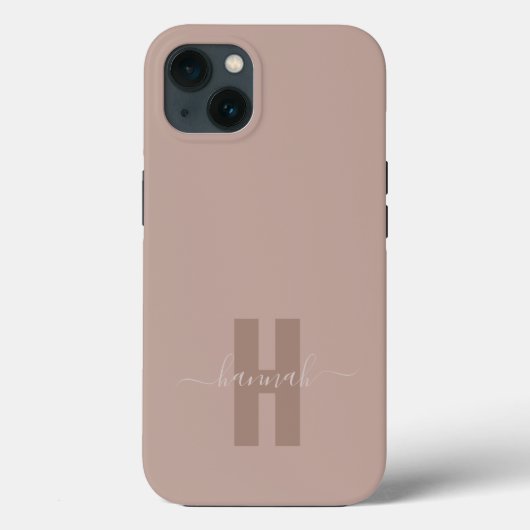 Beige Minimal Modernes Anfangsmonogramm Case-Mate iPhone Hülle (Rückseite)