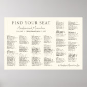 Beige Minimal Wedding Alphabetical Seating Chart Poster (Vorne)