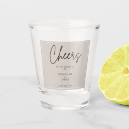 Beige Minimal Wedding Shot Glass Schnapsglas
