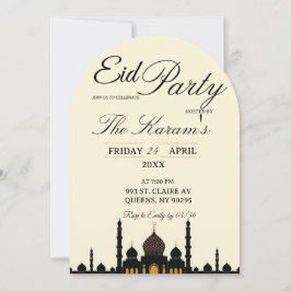Beige Minimalist elegant Eid Party Invitation Card Einladung