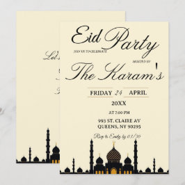 Beige Minimalist  elegant Eid Party Invitation  Einladung