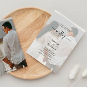 Beige Minimalist Photo Wedding Einladung