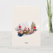 Beige Minimalistic Christmas Card Custom Photo Karte (Rückseite)