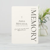 Beige Minimalistisch bei der Beerdigung des Gedäch Einladung (Stehend Vorderseite)