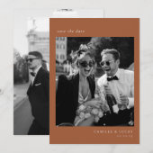 Beige Minimalistisch Elegantes Foto Save the Date Einladung (Vorne/Hinten)