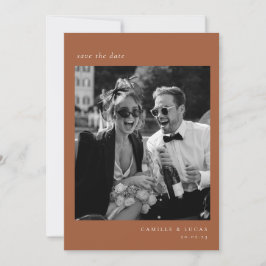 Beige Minimalistisch Elegantes Foto Save the Date Einladung