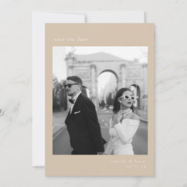 Beige Minimalistisch Elegantes Foto Save the Date Einladung
